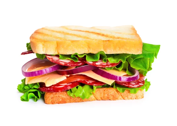 Sandwich con salchicha y tomate — Foto de Stock