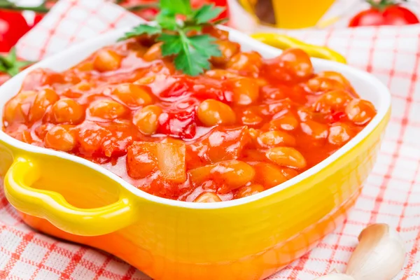 Fagioli in scatola con verdure — Foto Stock