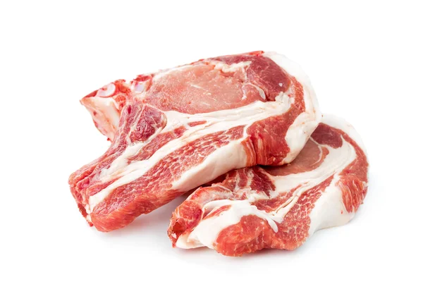 Carne de cerdo cruda aislada en blanco — Foto de Stock