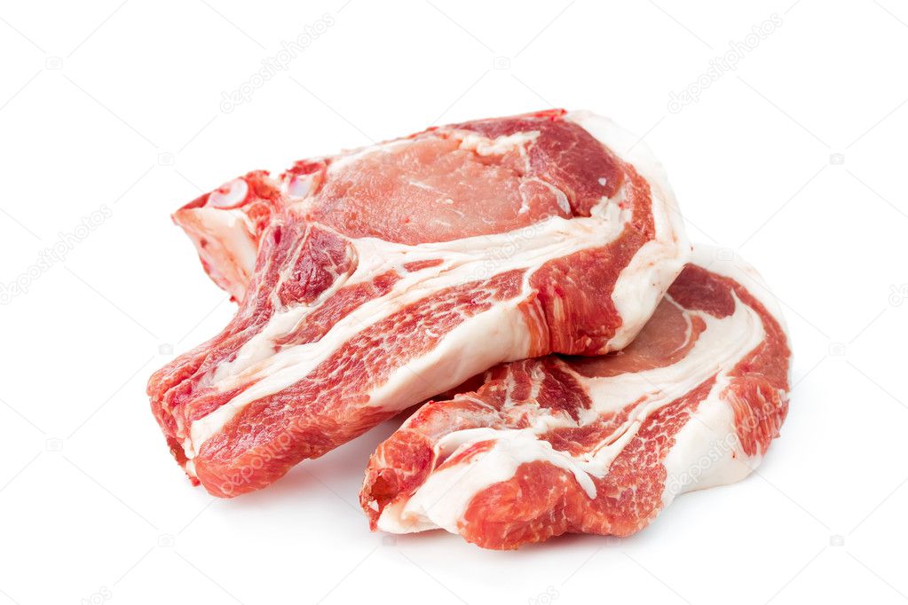 raw pork meat isolated on white