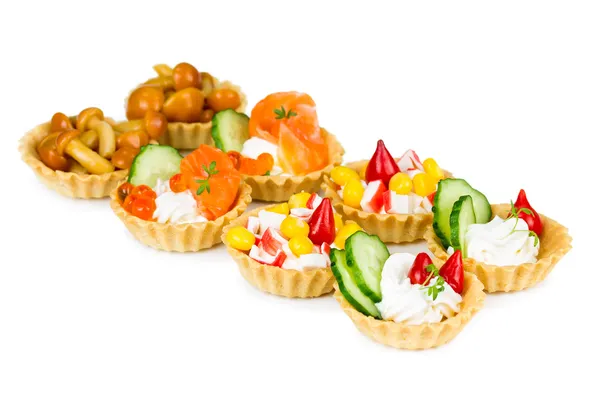Set of tartlets with different stuffings — Stock Photo, Image