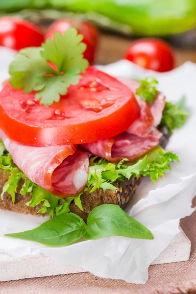 Sandwich with ham — Stock Photo, Image