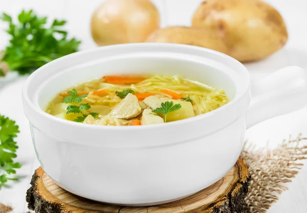 Soup with noodles and chicken — Stock Photo, Image