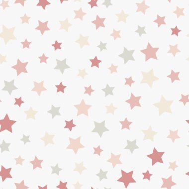 Beyaz arka planda izole edilmiş yıldızlarla kusursuz bir desen. Pastel renkler. Kumaş, ambalaj kağıdı, yapıştırma kitabı, tekstil, poster, afiş ve diğer noel tasarımları için kullanılabilir.