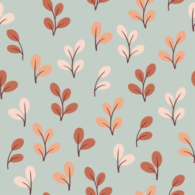 Yapraklı vektör kusursuz desen. Kumaş, tekstil, duvar kağıtları, ambalaj kağıdı, kapak ve diğer tasarım tasarımları için organik desen. 