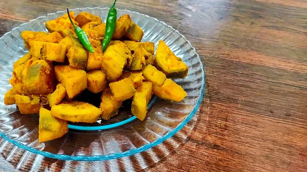 Raw Banana Sabzi Або Kachhe Kele Sabji Популярний Прибережних Індійських — стокове фото