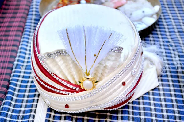 Sehra Noivo Cerimônia Casamento Indiano Também Conhecido Como Turbante Decorado — Fotografia de Stock