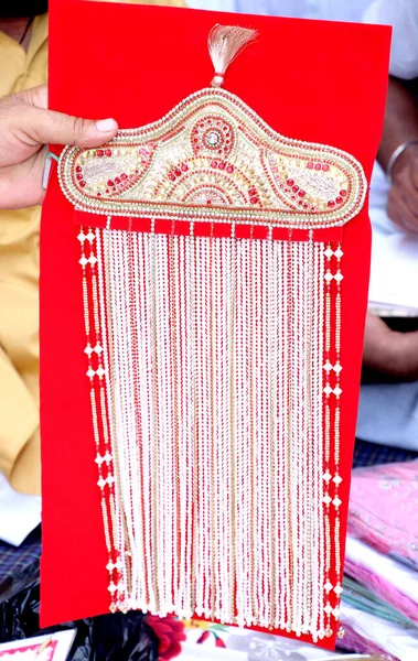 Sehra Noivo Cerimônia Casamento Indiano Também Conhecido Como Turbante Decorado — Fotografia de Stock