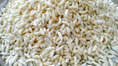 Beyaz arka planda izole edilmiş bir Hint Kabarık Pirinci veya Murmure