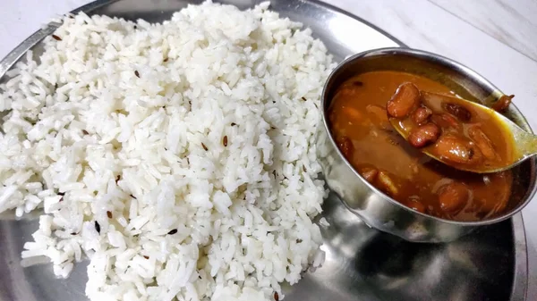 Rajma Razma Uma Comida Popular Norte Índia Consistindo Feijão Vermelho — Fotografia de Stock