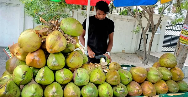 Uttar Pradesh India June 2022 Man Selling Coconut Water Indian — Stok fotoğraf