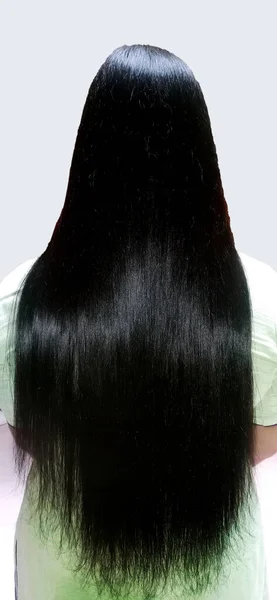 Back View Woman Long Straight Hair India — Stock Photo, Image