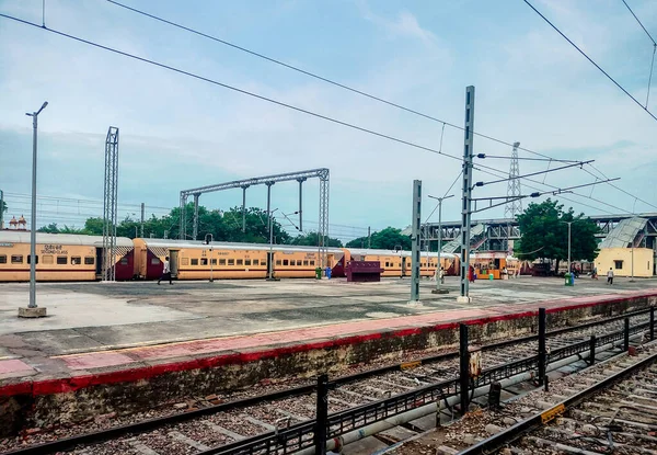 Hisar Haryana India July 2022 Platform Indian Railway Station Bright — Fotografia de Stock