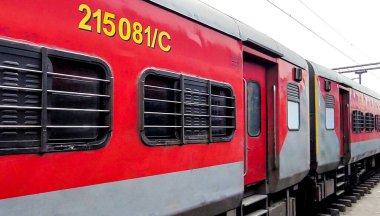 A closeup View of empty trains at New Delhi railway station in India