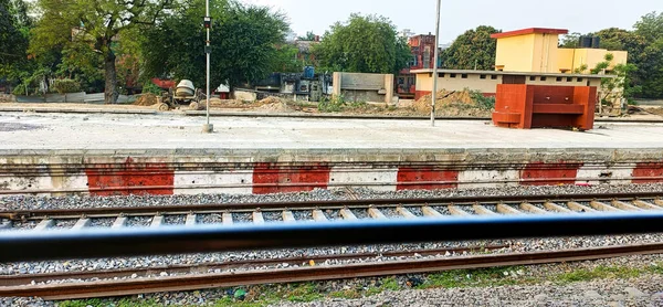 Empty Train Station Landscape Village Train Window India — Fotografia de Stock