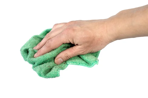 Rag for wet cleaning in an arm, isolated on the white — Stock Photo, Image