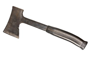 old metal axe, it is isolated on the white clipart