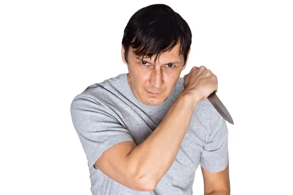 El joven amenaza con un cuchillo —  Fotos de Stock