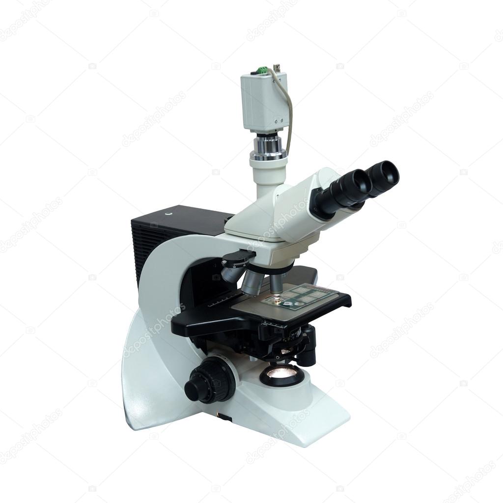 laboratory microscope, isolated on the white