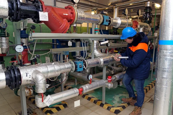 Water pipes in boiler room Royalty Free Stock Photos