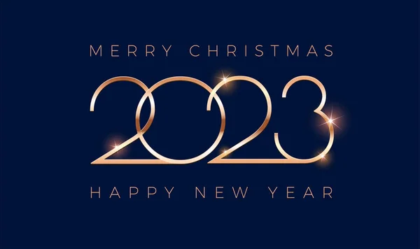 Luxe 2023 Bonne Année Joyeux Noël Carte Vœux Éclat Doré — Image vectorielle