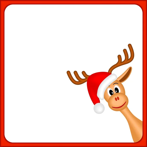 Christmas reindeer in empty frame with red border — Stock Vector