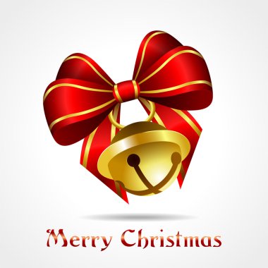 kırmızı kurdele ile altın jingle bell