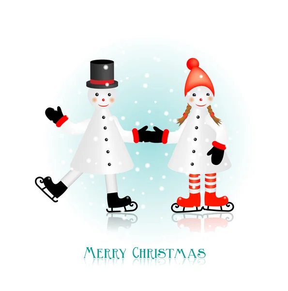 Christmas greeting card with two figurines — Stock Vector