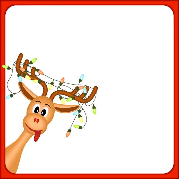 Christmas reindeer with electric lights in antlers — Stock Vector