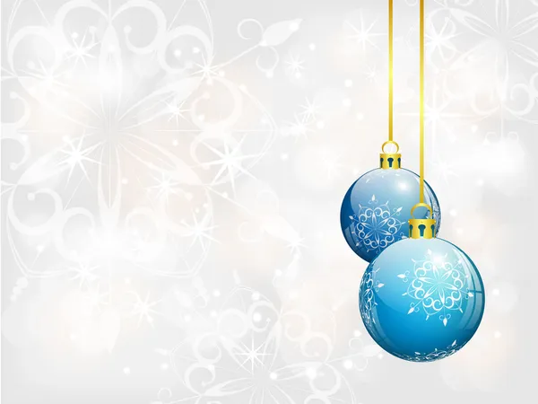 Sfondo di Natale con due palline blu — Vettoriale Stock