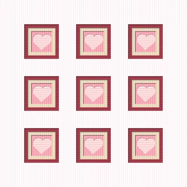 Textúra, karton papír vágott rózsaszín szívekkel — Stock Vector