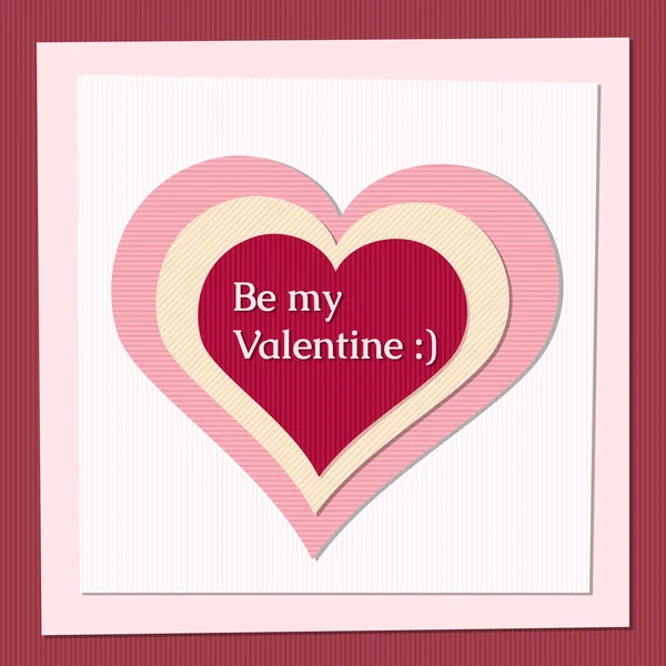 Papier hart met de tekst "be my valentine" — Stockvector