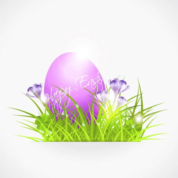 Violet easter egg in grass — Stock Vector