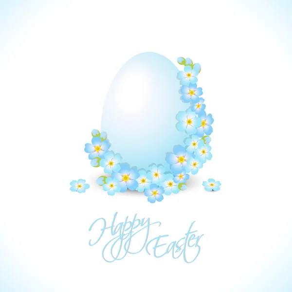 Easter egg with blue flowers — Stock Vector