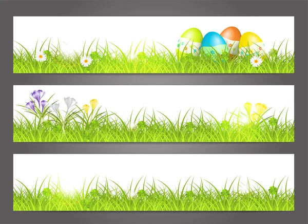 Tres pancartas con motivo de Pascua — Vector de stock