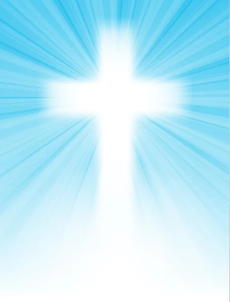 Cross on blue sky, with sun rays — Stock Vector