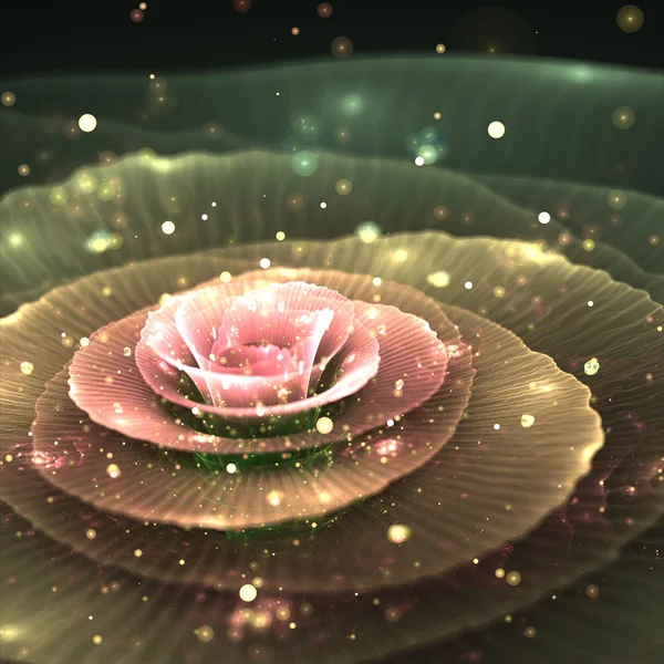 Волшебный фрактальный цветок с капельками воды — стоковое фото
