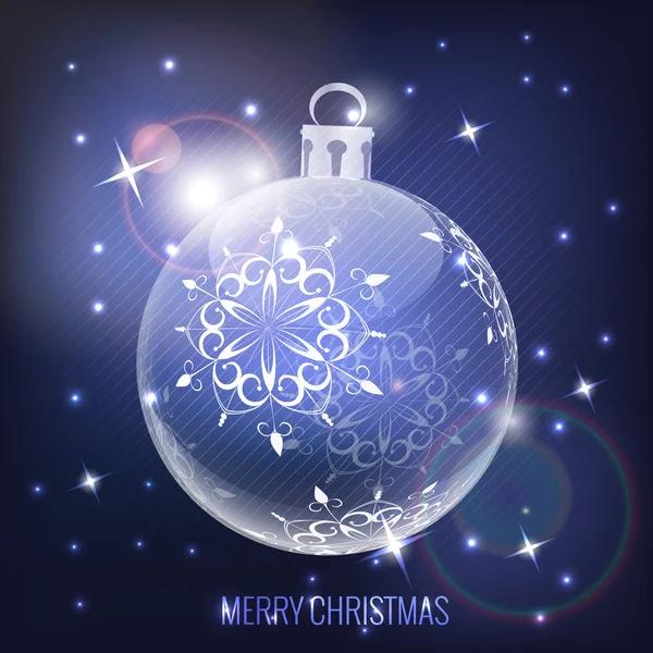 Glass christmas ball on blue background — Stock Vector