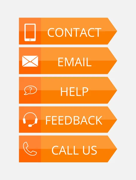 Orange flat contact buttons — стоковый вектор