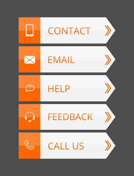 Botones de contacto planos naranja y gris — Archivo Imágenes Vectoriales