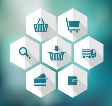 e-shop, düz çizmek için uygun altıgen simgeleri