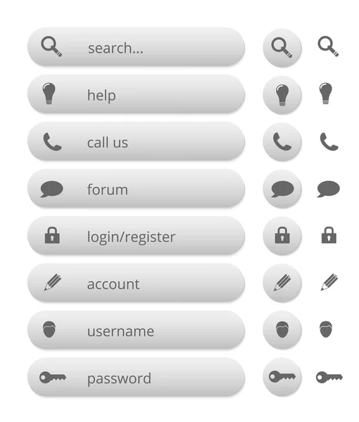 Einfache graue Internet-Buttons, Abbildung — Stockvektor