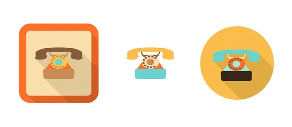 Drie retro telefoon pictogrammen in vlakke stijl — Stockvector