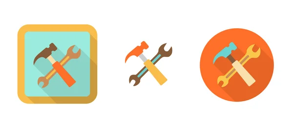 Three retro icons with hammer and wrench — Stock Vector