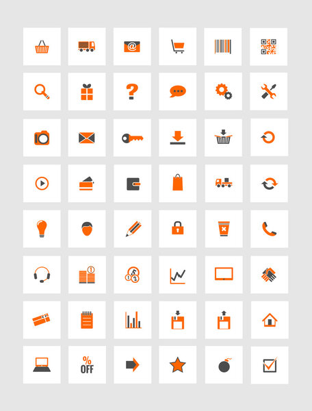 Orange icons for eshop, suitable for flat design

