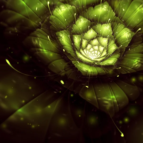 Зелена абстрактна квітка з сонячними променями — стокове фото