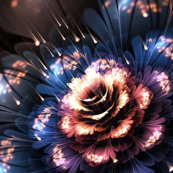 Orange-blue fractal flower — Stock Photo, Image