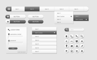 modern black and white web ui elements clipart
