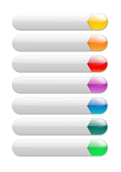 Bottoni internet grigi con parte lucida colorata — Vettoriale Stock