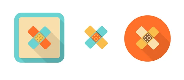 Tres iconos de colores en estilo plano - yeso — Vector de stock